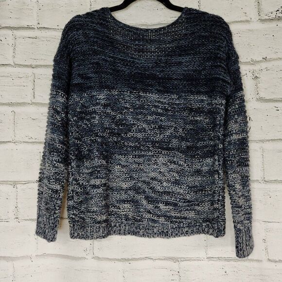 Anthroplogie Quinn Blue Gray Ombre Open Knit Long-Sleeved Sweater Size Small - Picture 3 of 12